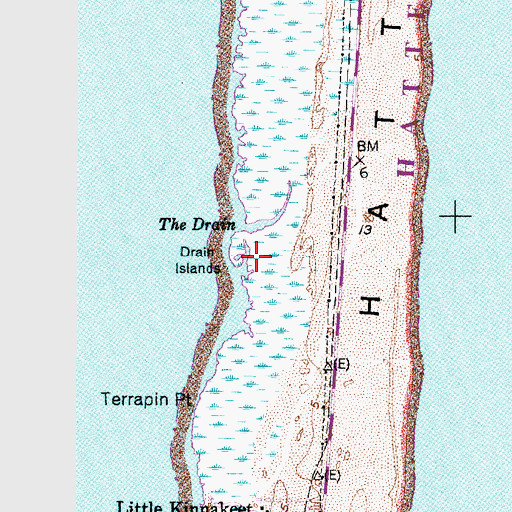 Topographic Map of Drain Islands, NC