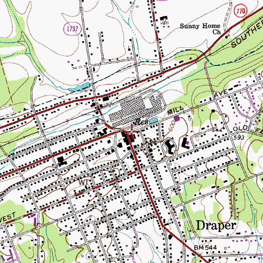 Topographic Map of Draper (historical), NC