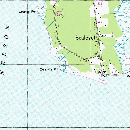 Topographic Map of Drum Point, NC