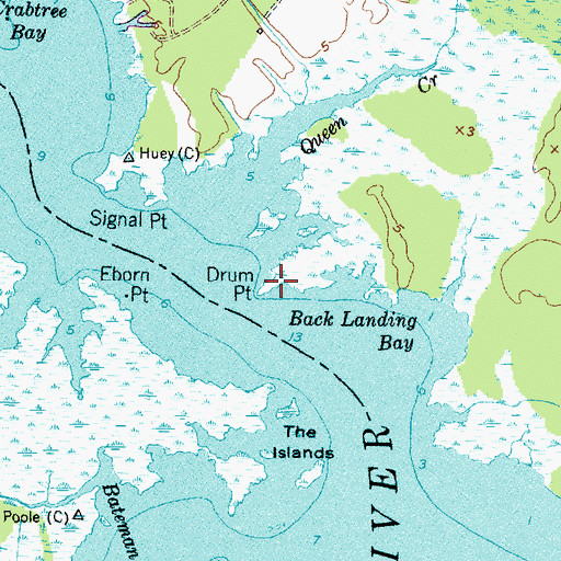 Topographic Map of Drum Point, NC