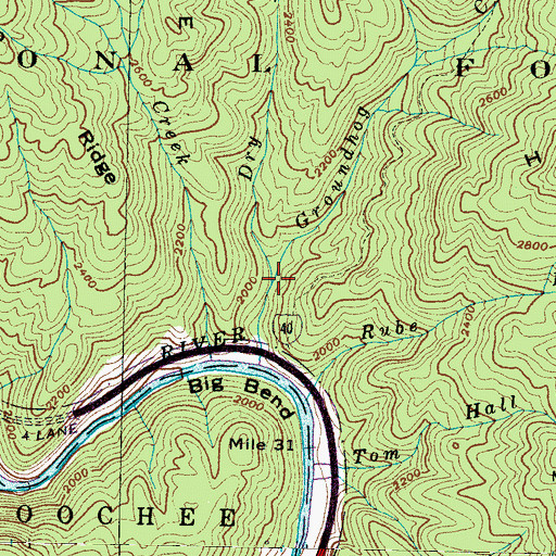 Topographic Map of Dry Branch, NC