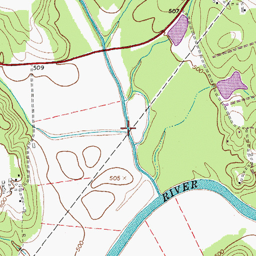 Topographic Map of Dry Creek, NC