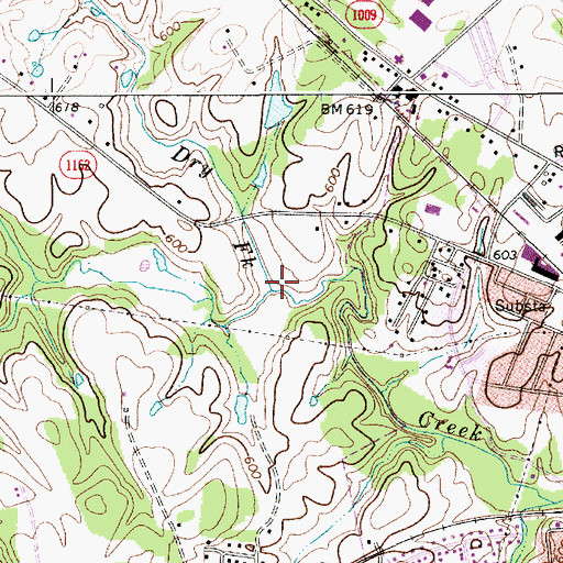 Topographic Map of Dry Fork, NC