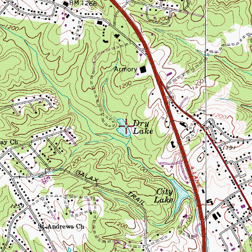 Topographic Map of Dry Lake, NC