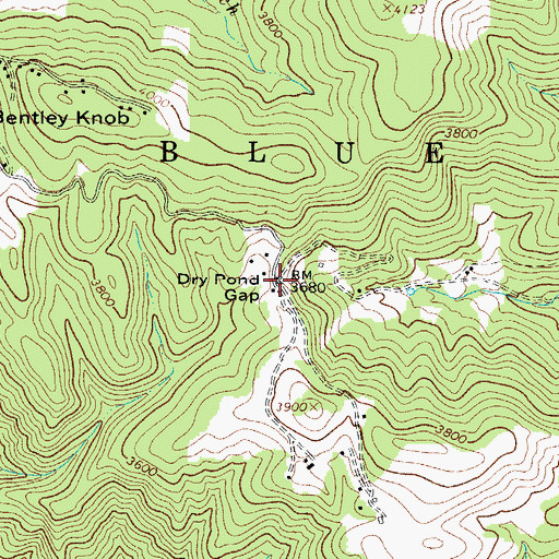 Topographic Map of Dry Pond Gap, NC