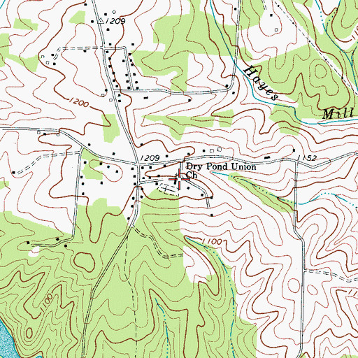 Topographic Map of Dry Pond Union Church, NC