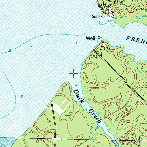 Topographic Map of Duck Creek, NC