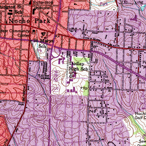 Topographic Map of Dudley High School, NC