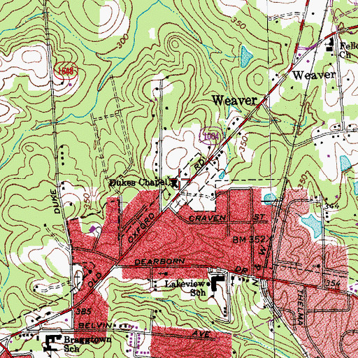 Topographic Map of Dukes Chapel, NC