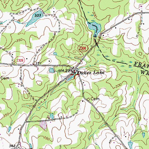 Topographic Map of Dukes Lake, NC
