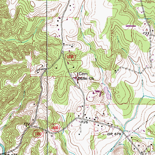 Topographic Map of Dulin Church, NC