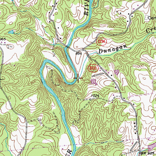 Topographic Map of Dunagan Creek, NC
