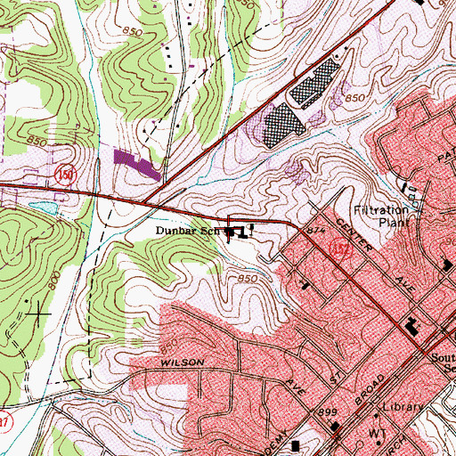 Topographic Map of Dunbar School, NC