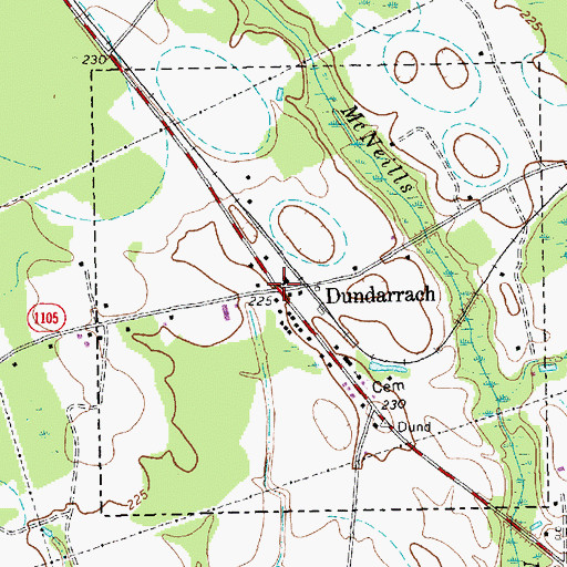 Topographic Map of Dundarrach, NC