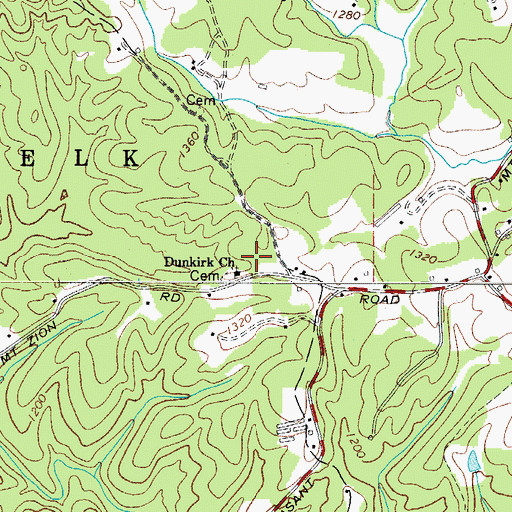Topographic Map of Dunkirk Church, NC