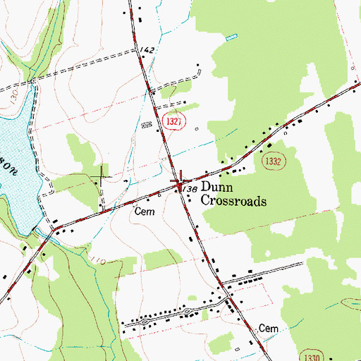 Topographic Map of Dunn Crossroads, NC