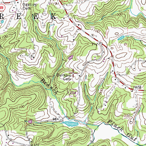 Topographic Map of Durham Cemetery, NC