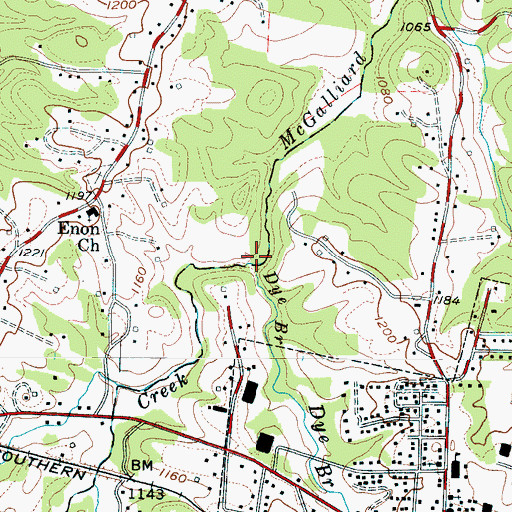Topographic Map of Dye Branch, NC