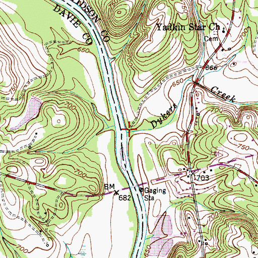 Topographic Map of Dykers Creek, NC