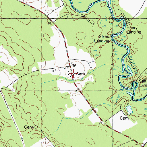 Topographic Map of Dyson Cemetery, NC