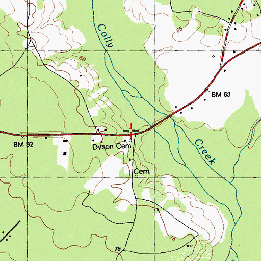 Topographic Map of Dyson Cemetery, NC