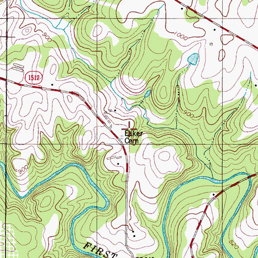 Topographic Map of Eaker Cemetery, NC