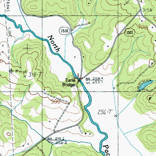 Topographic Map of Earle Bridge, NC