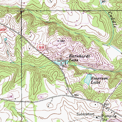 Topographic Map of Earnhardt Lake, NC