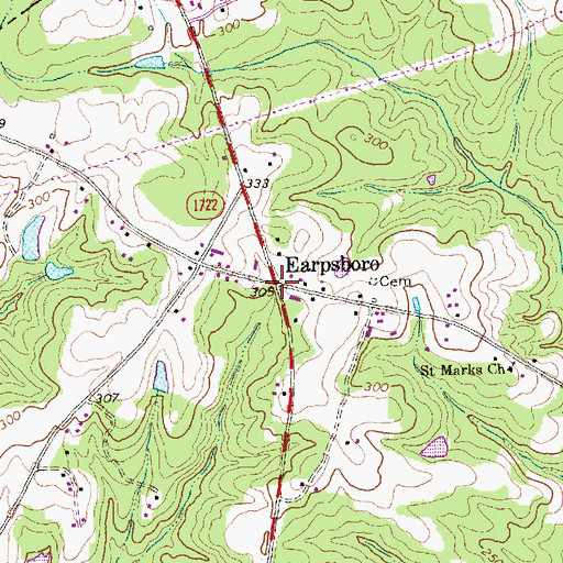 Topographic Map of Earpsboro, NC