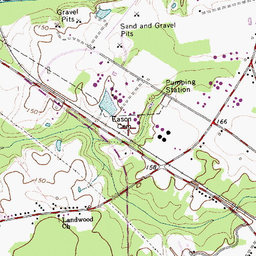 Topographic Map of Eason Cemetery, NC