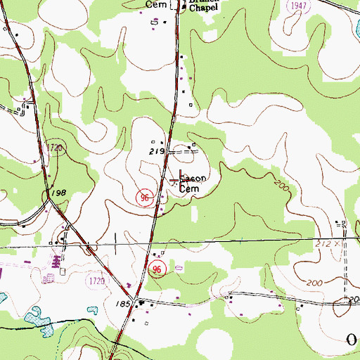 Topographic Map of Eason Cemetery, NC