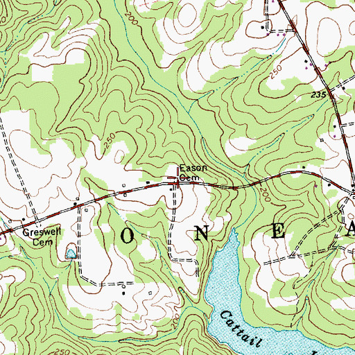 Topographic Map of Eason Cemetery, NC