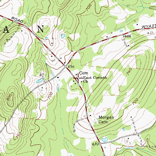 Topographic Map of East Corinth Church, NC
