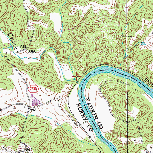 Topographic Map of East Double Creek, NC