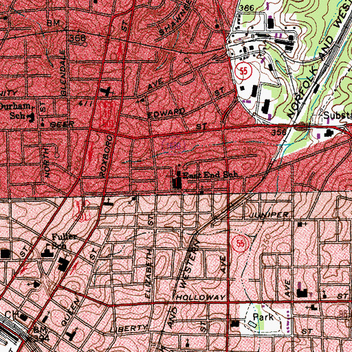 Topographic Map of East End School, NC