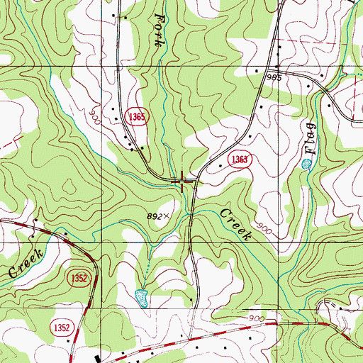 Topographic Map of East Fork Brushy Creek, NC
