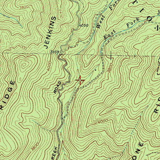 Topographic Map of East Fork Jenkins Creek, NC