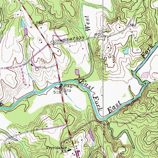 Topographic Map of East Fork Twelvemile Creek, NC