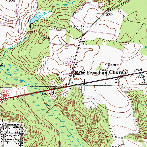 Topographic Map of East Freedom Church, NC