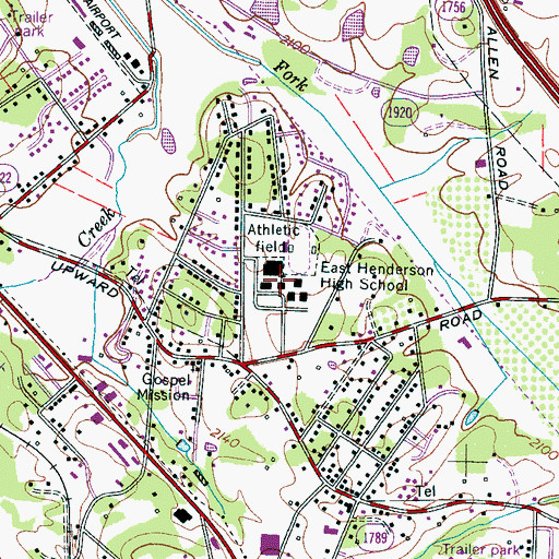 Topographic Map of East Henderson High School, NC