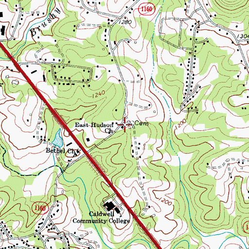 Topographic Map of East Hudson Church, NC