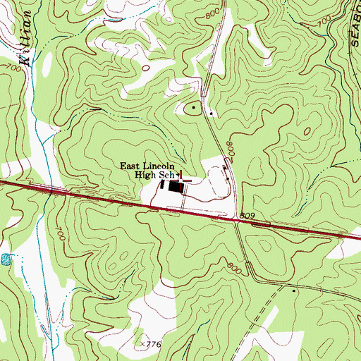 Topographic Map of East Lincoln High School, NC
