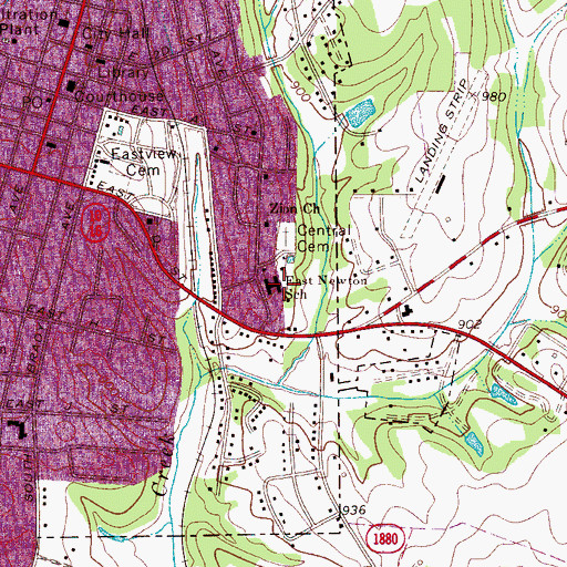Topographic Map of East Newton School, NC