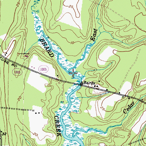Topographic Map of East Prong Beard Creek, NC