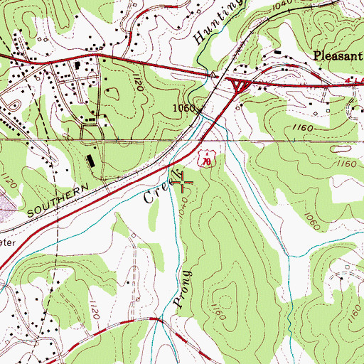 Topographic Map of East Prong Hunting Creek, NC