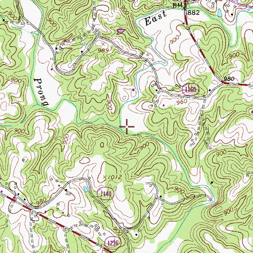 Topographic Map of East Prong Little Yadkin River, NC