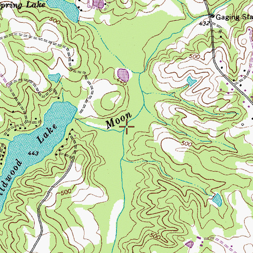 Topographic Map of East Prong Moon Creek, NC