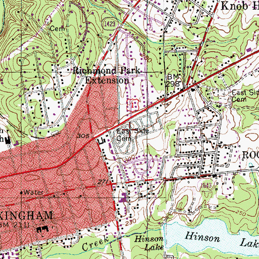 Topographic Map of East Side Cemetery, NC