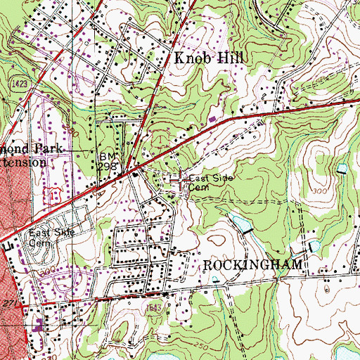 Topographic Map of East Side Cemetery, NC