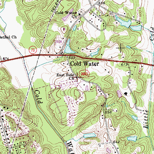 Topographic Map of East Side Church, NC